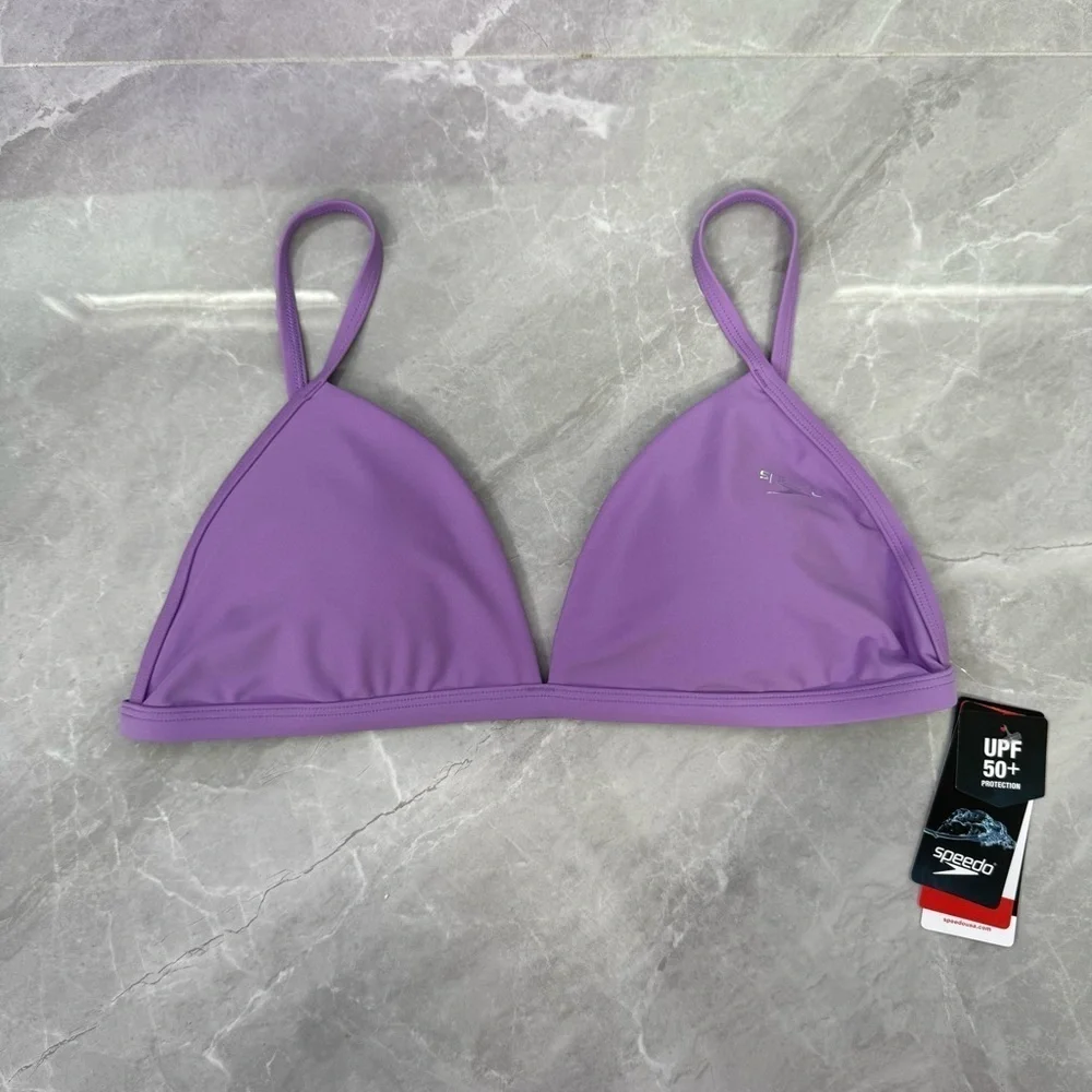 Women’s Speedo Triangle Bikini Top Adjustable Straps UPF 50+ Removable Pads XL